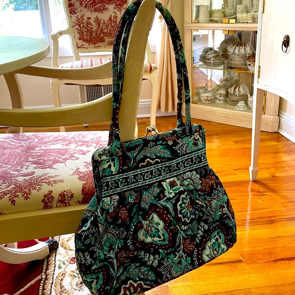 Rarely used Vera Bradley bag in brown and aqua with snap closure